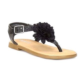 The Children’s Place Toddler Girl Black Flower Zahara Sandal, Size 6
